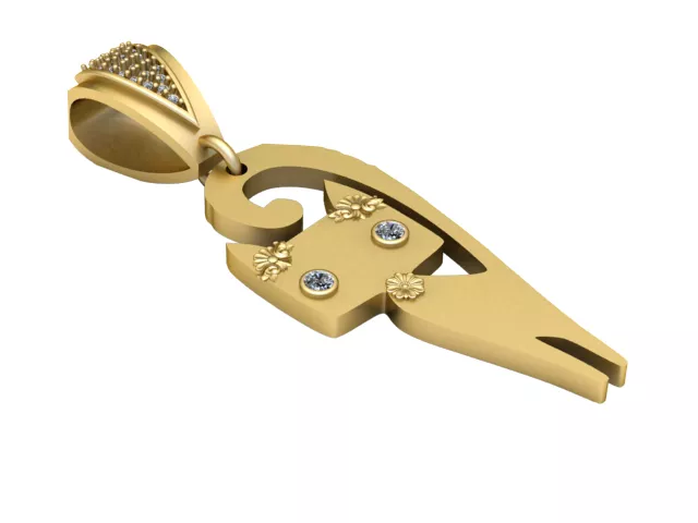 Gemstone Fountain Pen Nib Gold Pendant 3D print model