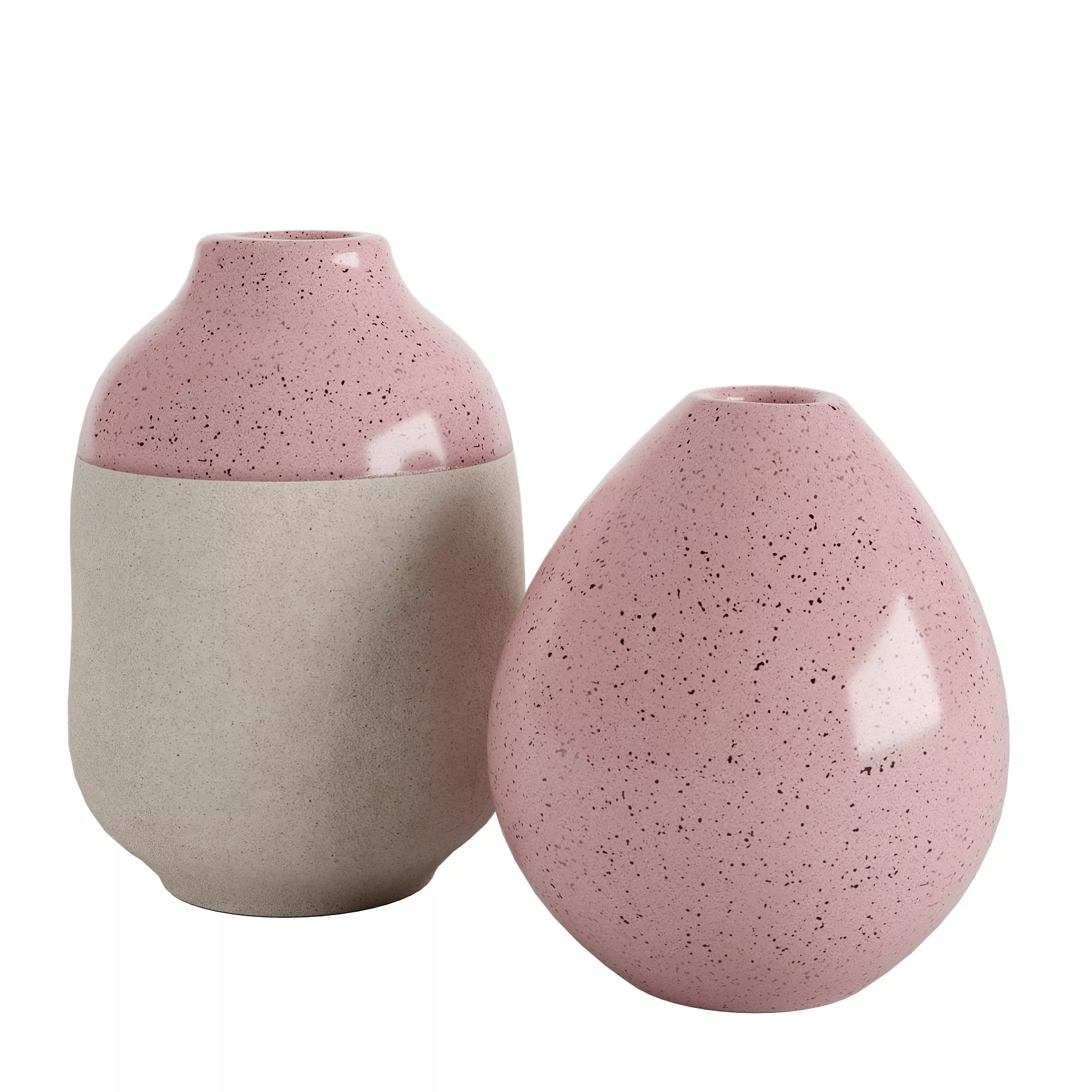 Handmade Pink Pottery Vases 3D model