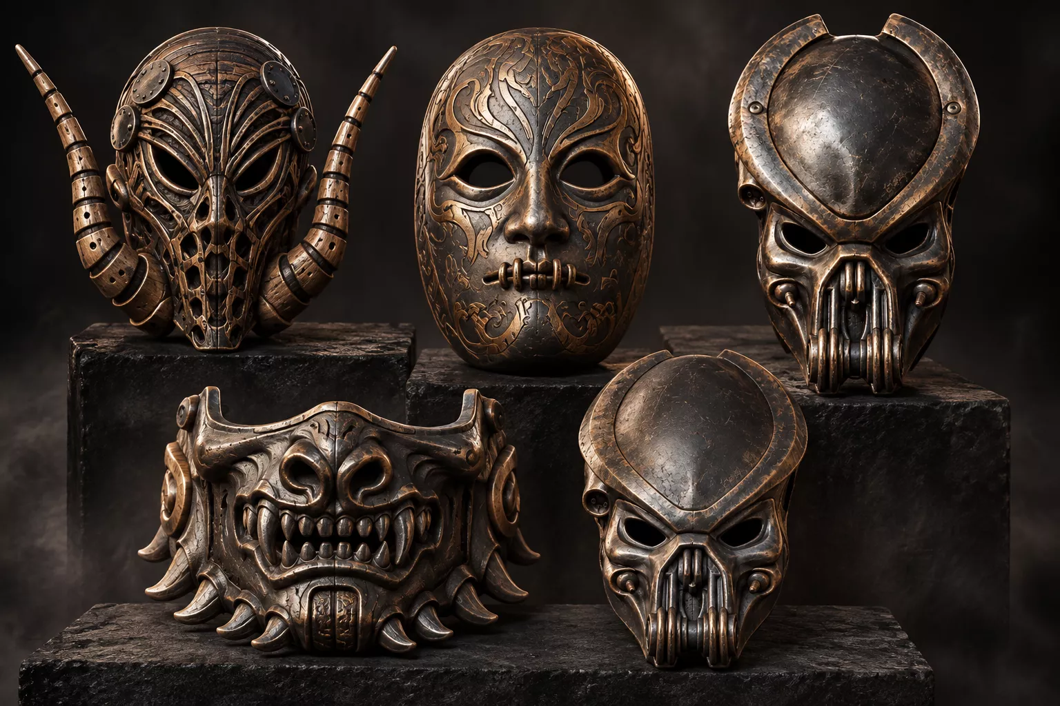 Sci-Fi and Fantasy Mask Collection 5 High Detail Printable Model 3D print model