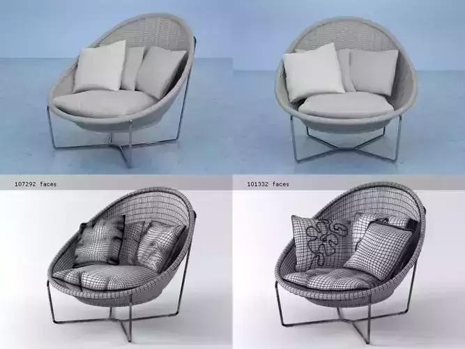 Nido four different chairs with orange pillows