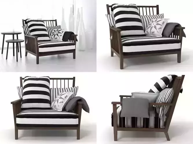 Gray striped lounge chair