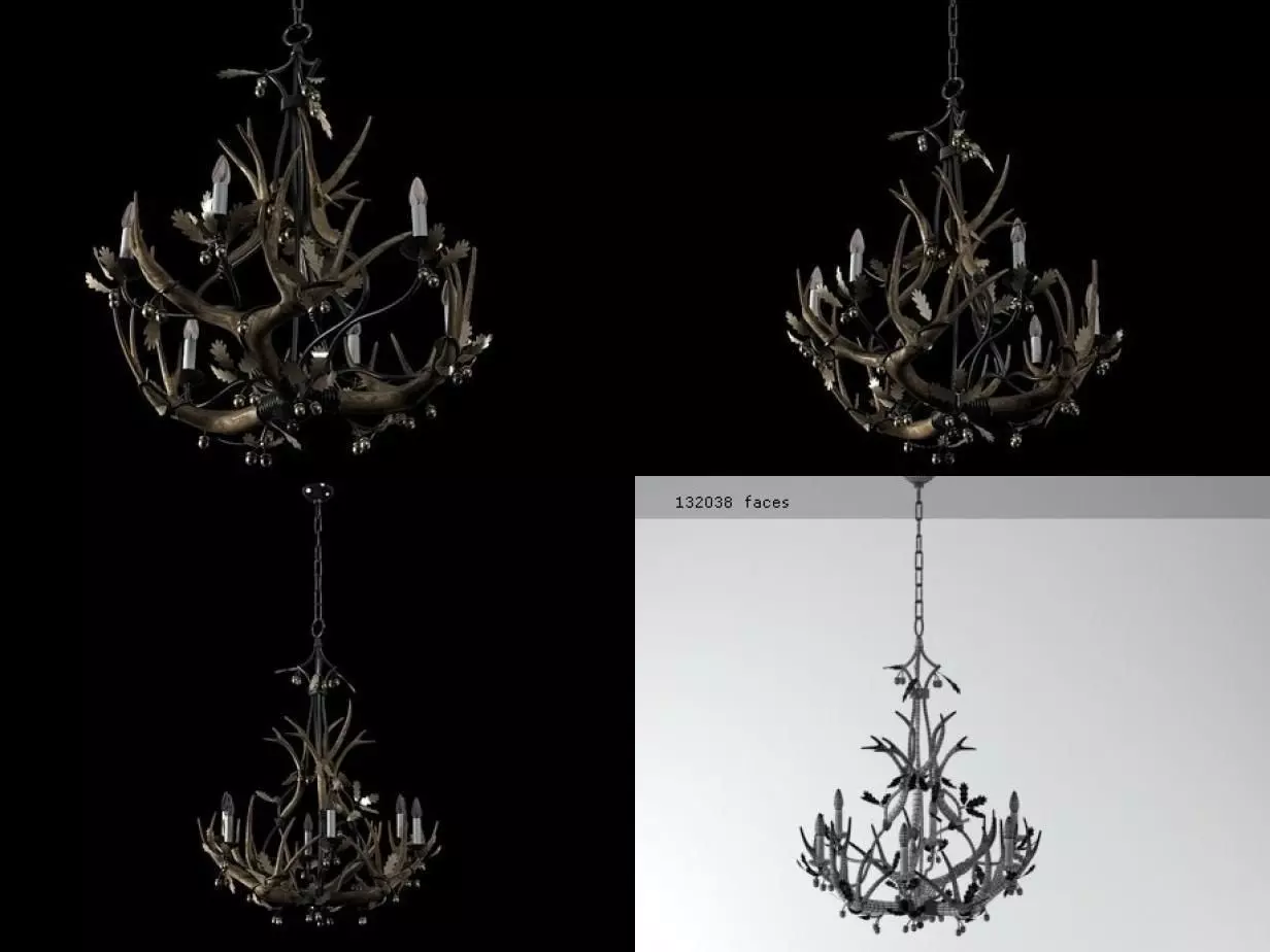 6 Light chandelier 3D model_2