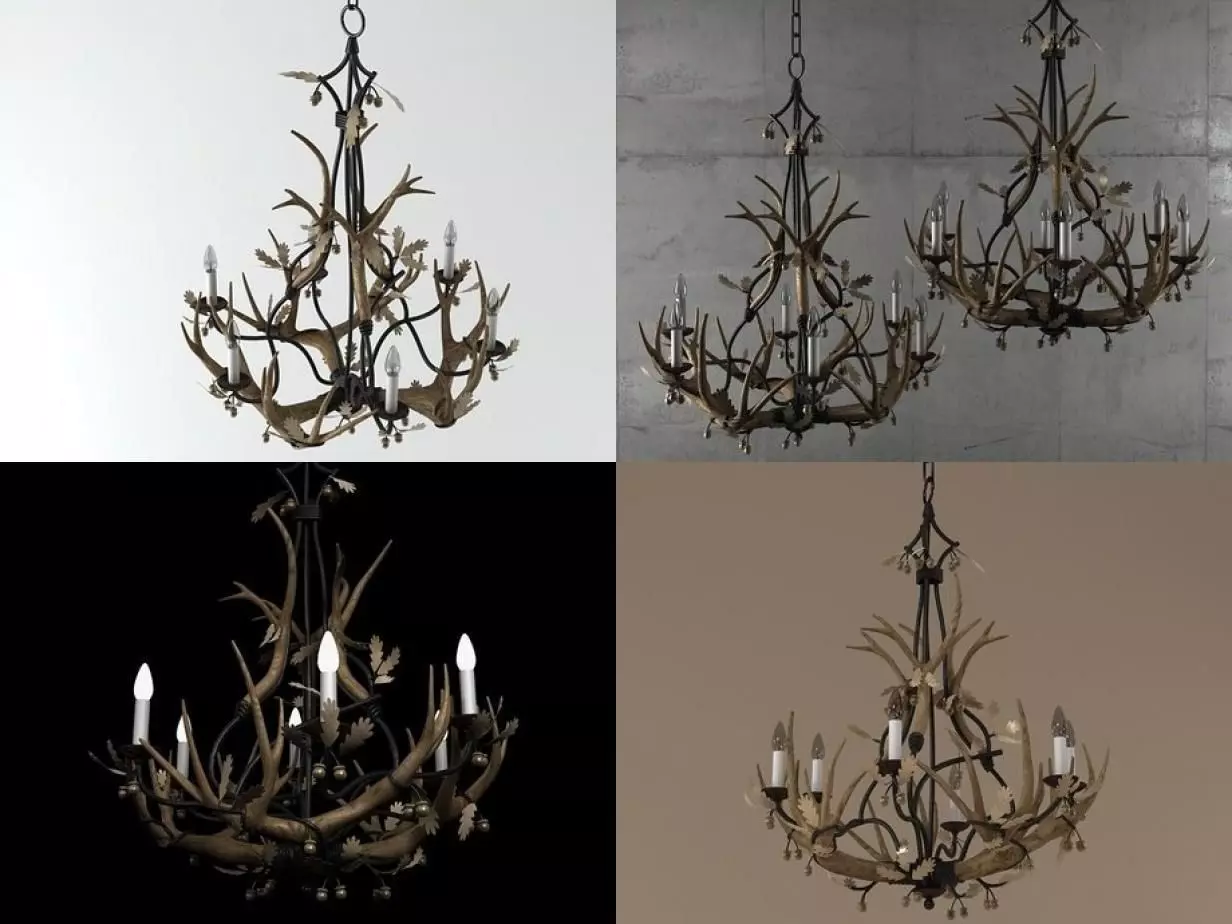6 Light chandelier 3D model_0