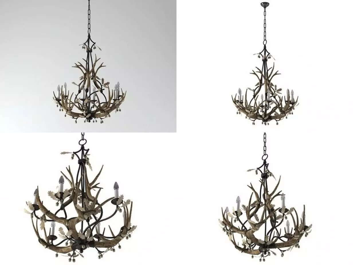6 Light chandelier 3D model_1