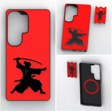 Samurai Warrior Katana Silhouette Magnetic 3D print model