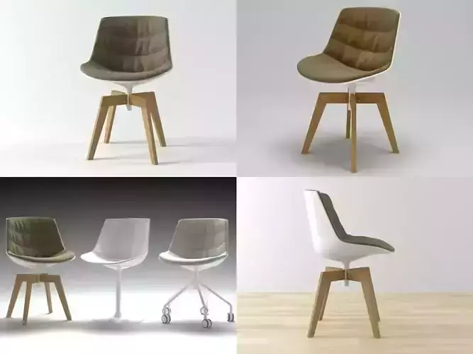 Flow chair oak base 3D model