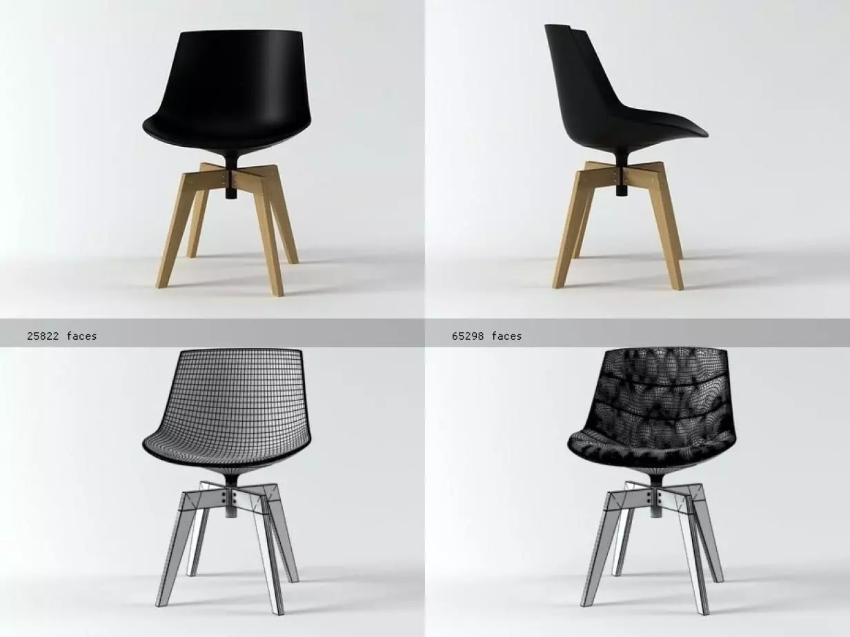Flow chair oak base 3D model_3