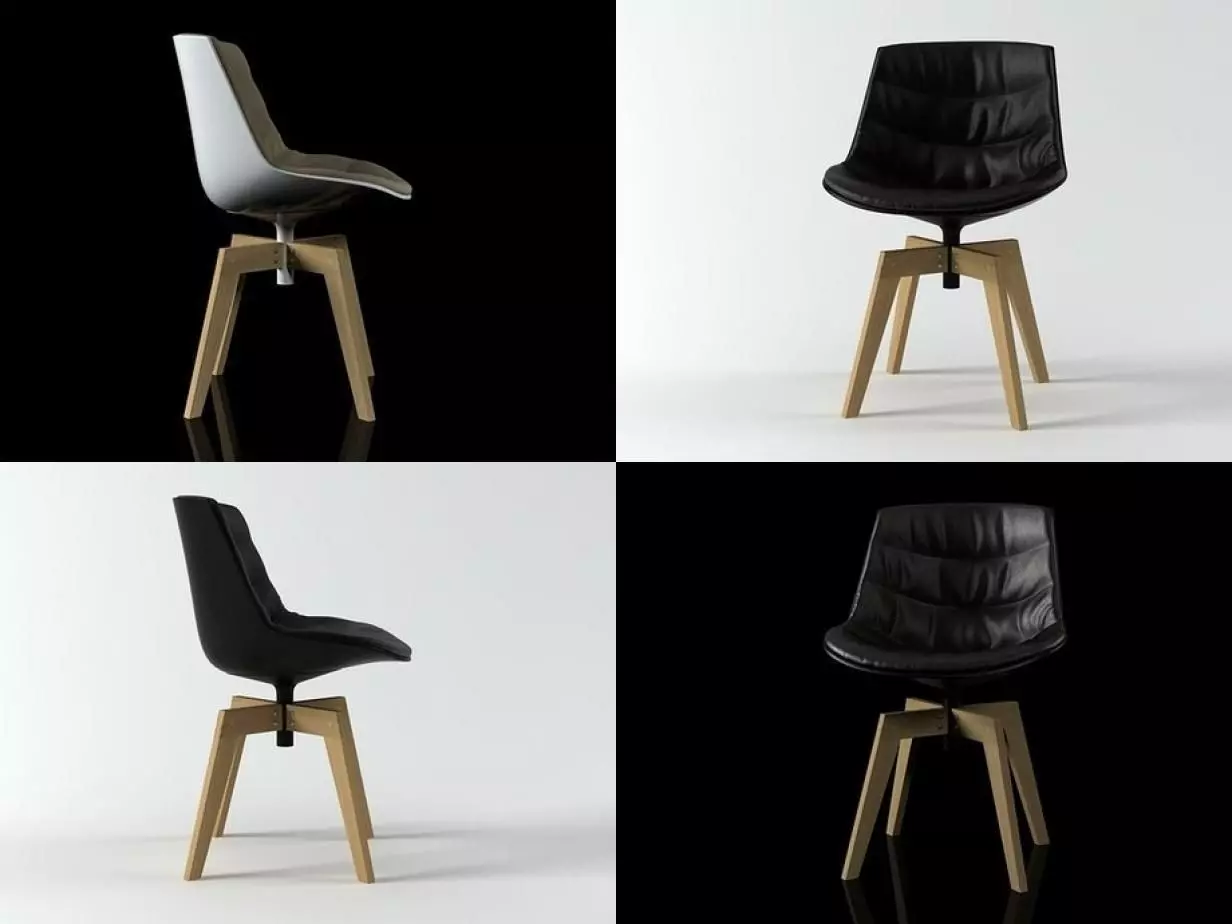 Flow chair oak base 3D model_1