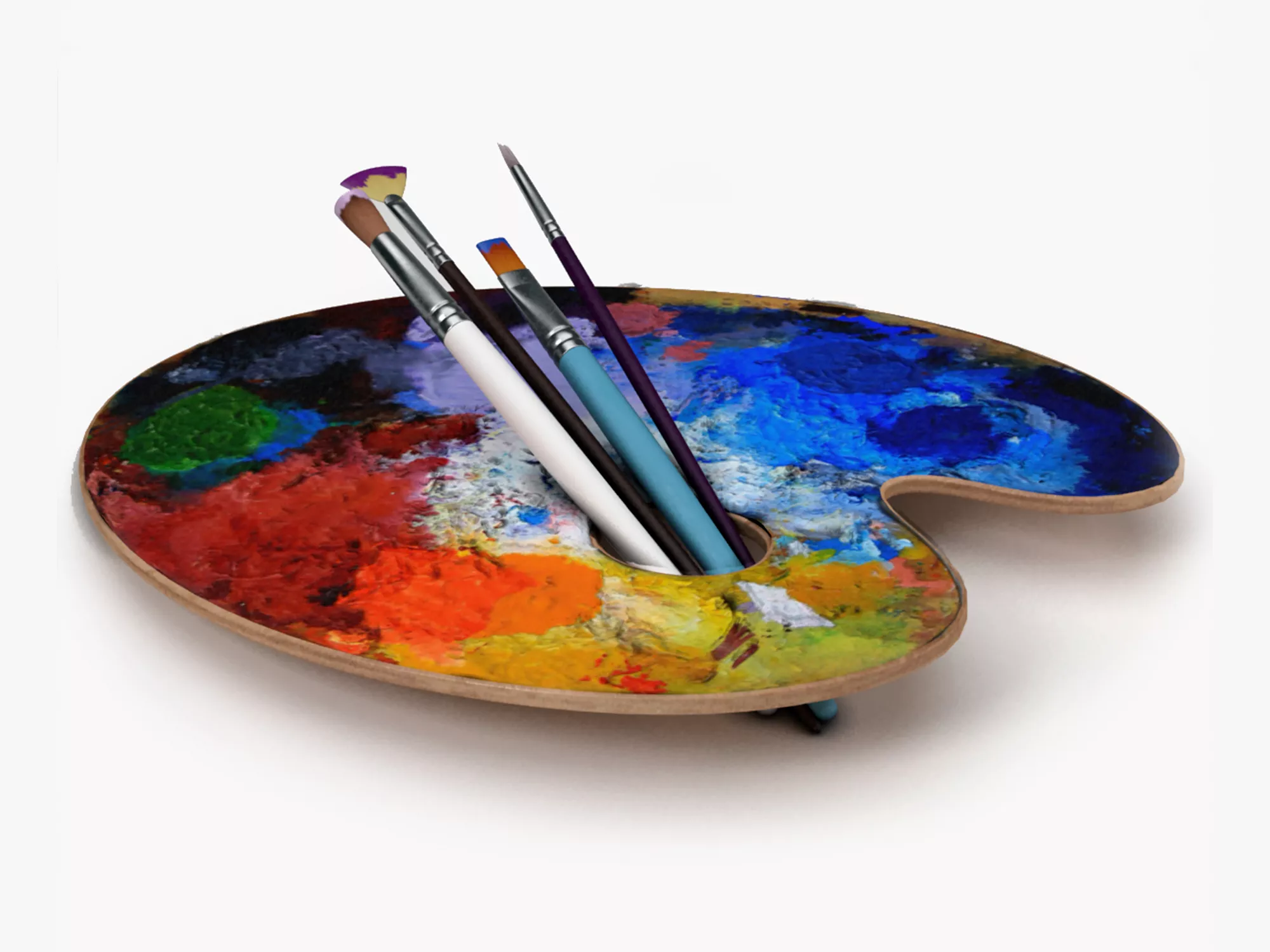 Brush and Palette 3D MODEL Low-poly 3D model