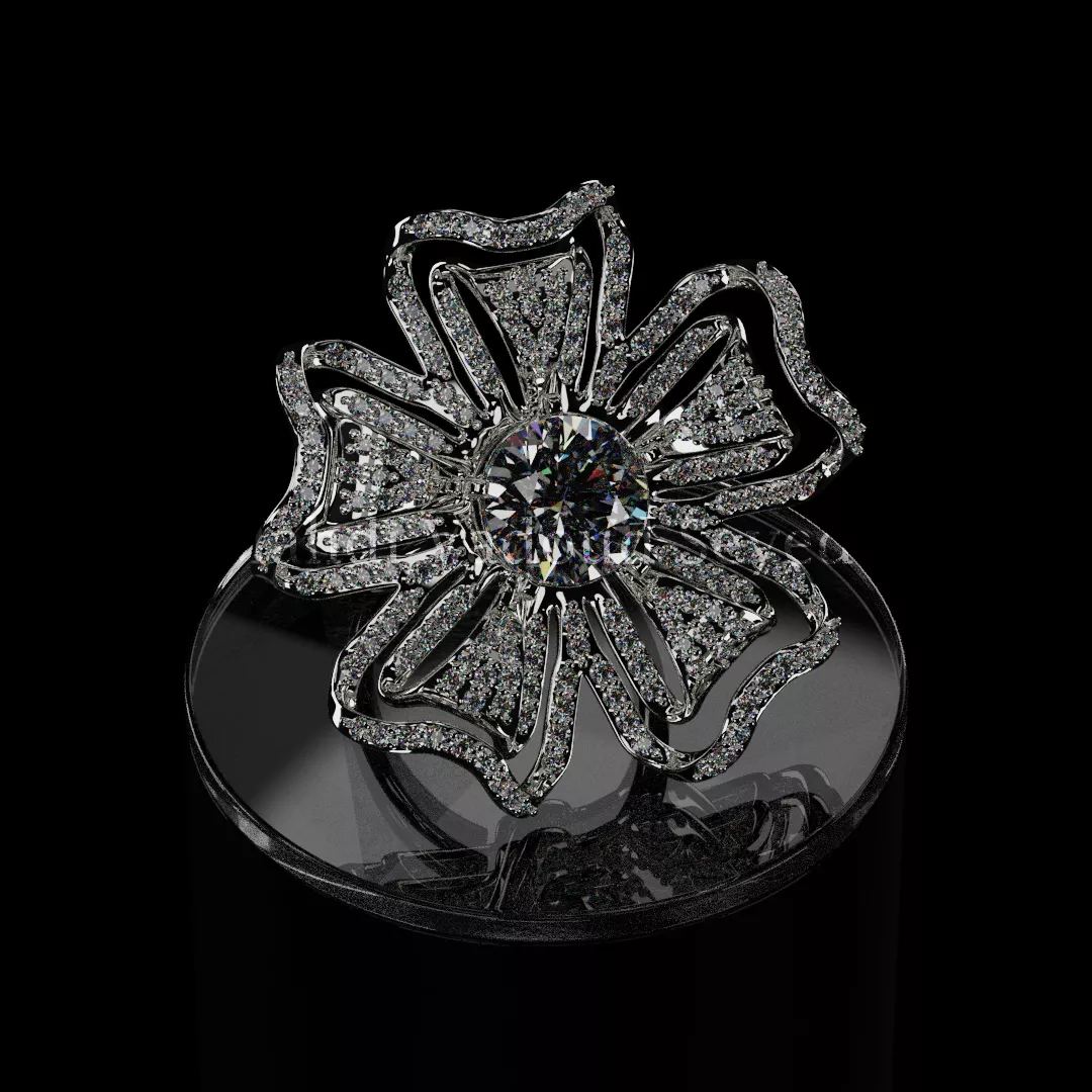 Diamond Blossom Ring 3D print model