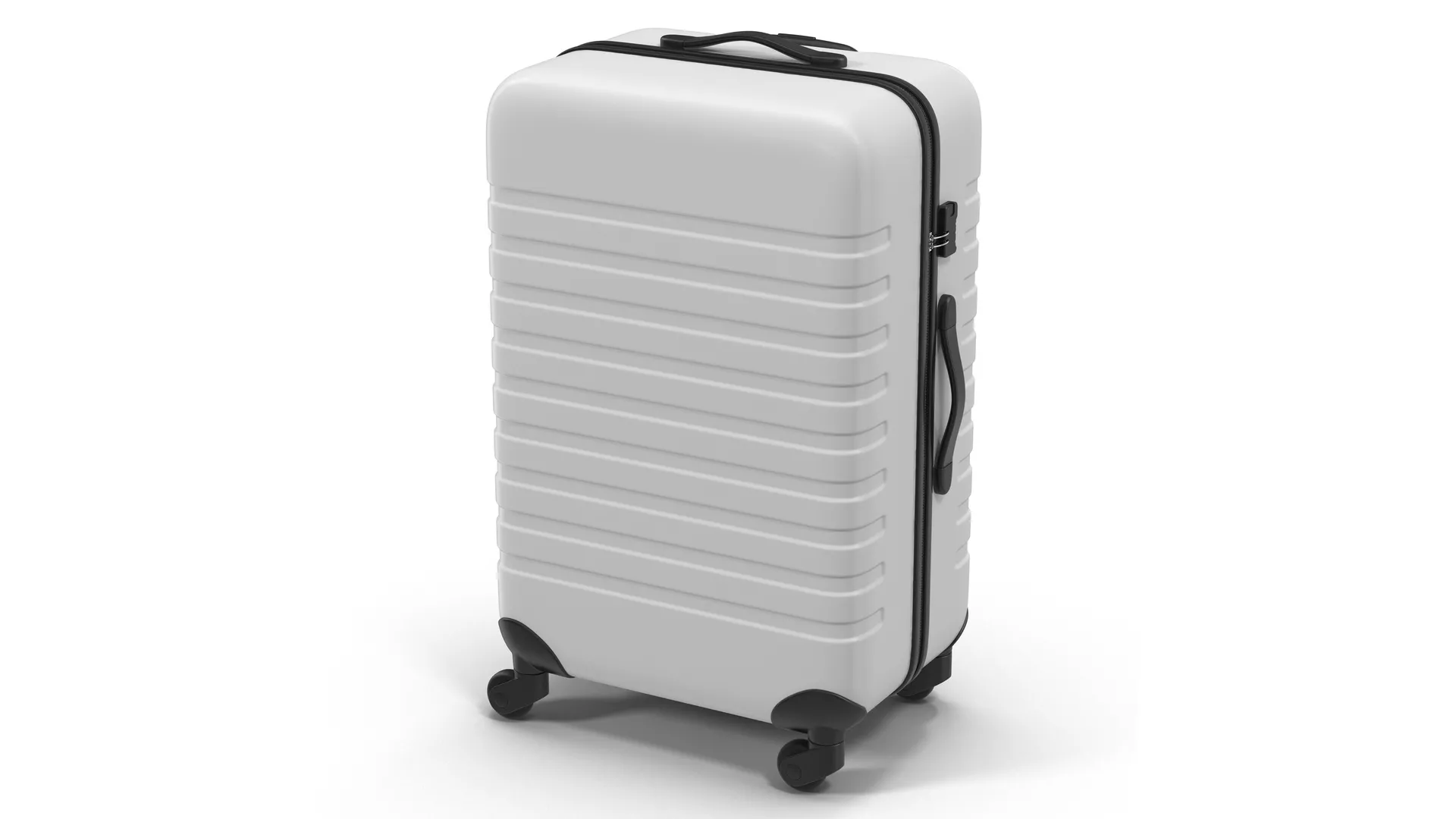 Plastic Trolley Luggage Bag White 3D model