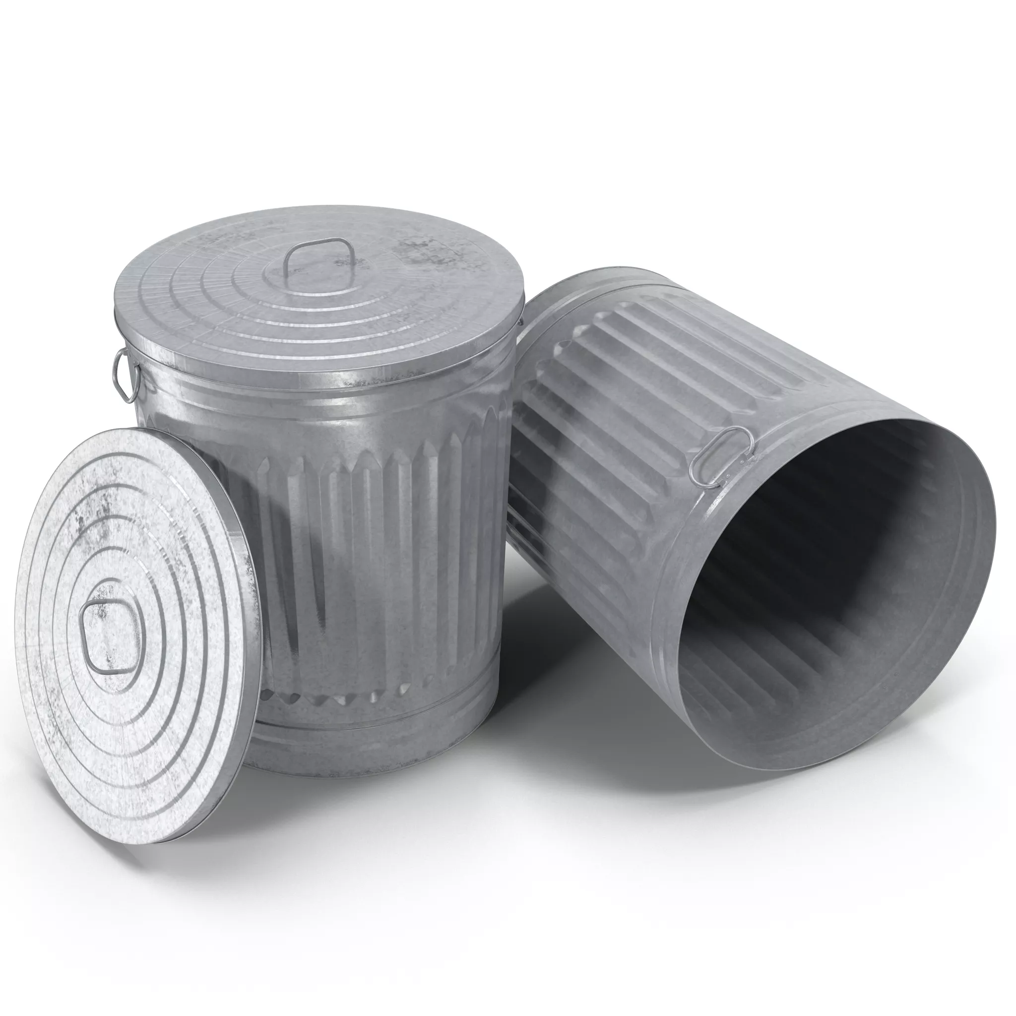 Galvanized Steel Garbage Can 3D model