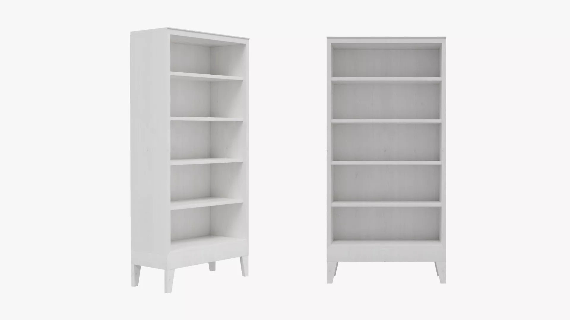 Whitewashed Wooden Bookshelf Low-poly 3D model