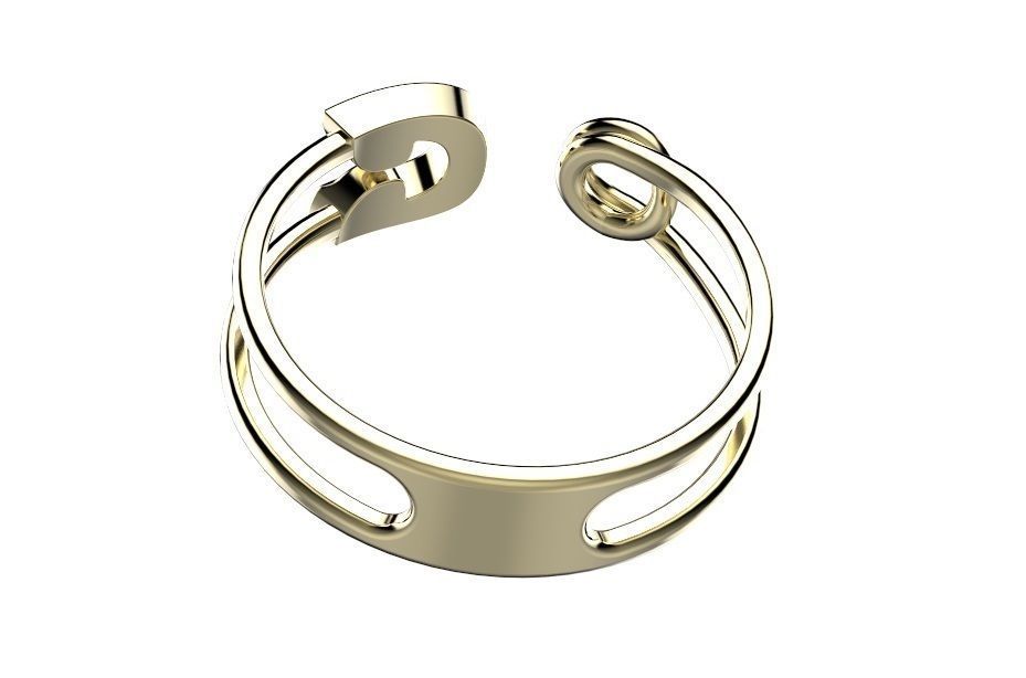 Ring gold with letter o 3D print model_6