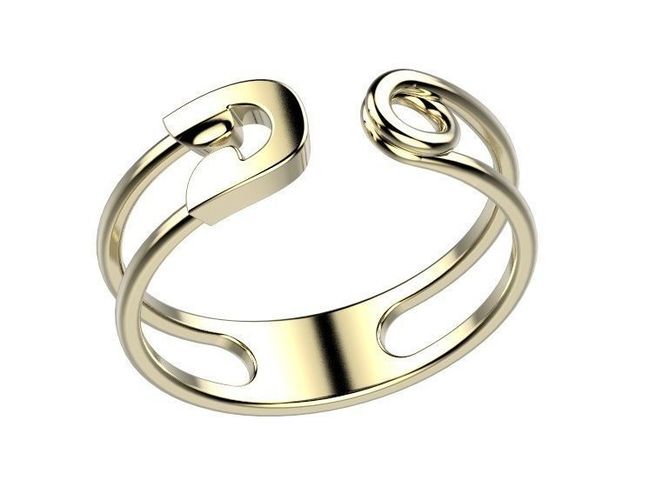 Ring gold with letter o 3D print model
