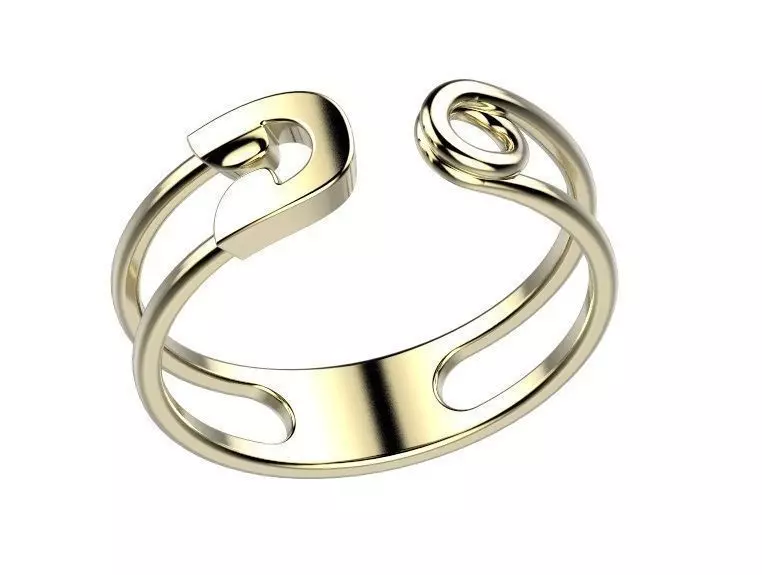Ring gold with letter o 3D print model_0