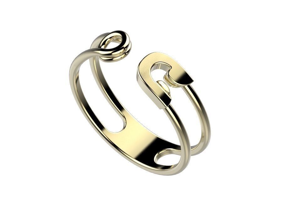 Ring gold with letter o 3D print model_4