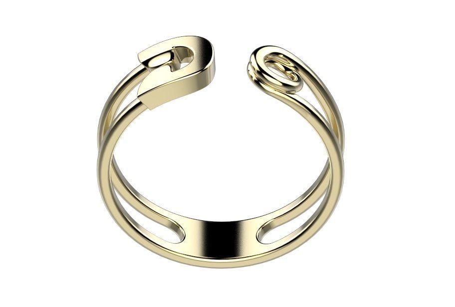 Ring gold with letter o 3D print model_5