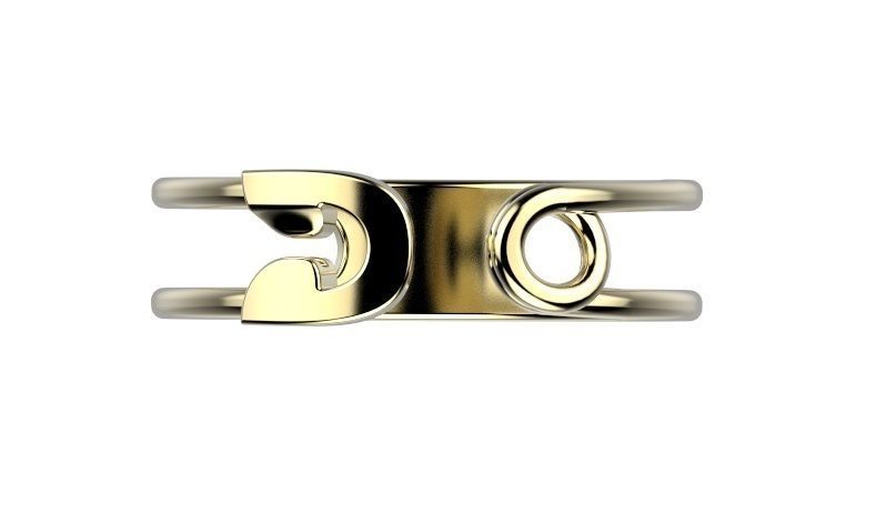 Ring gold with letter o 3D print model_1