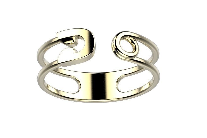 Ring gold with letter o 3D print model_2
