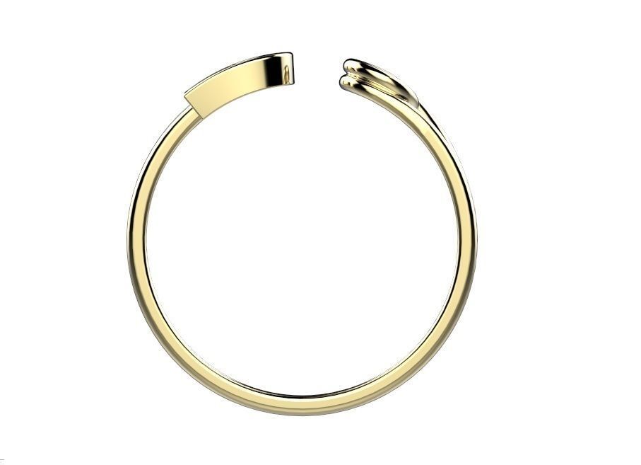 Ring gold with letter o 3D print model_8