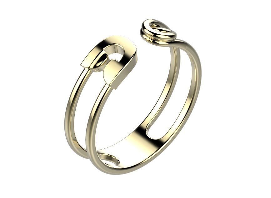 Ring gold with letter o 3D print model_3