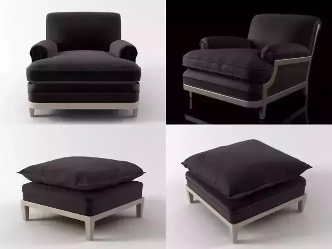 Maceda four different chairs and ottomans