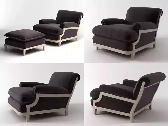 Maceda four different chairs and ottomans 3D model