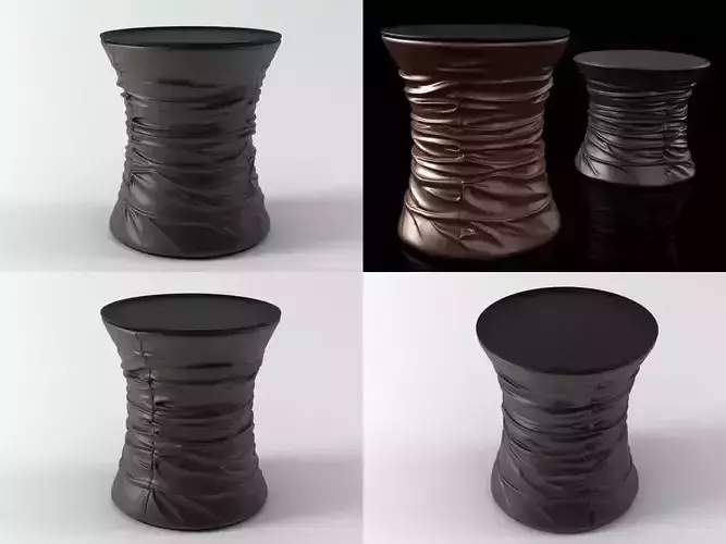 Bellows side table and stool