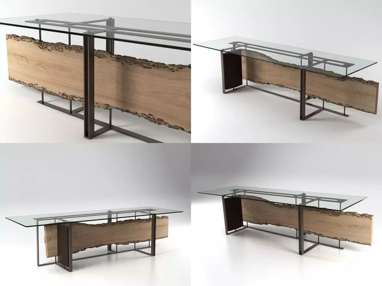 Cornice four different tables with glass tops 3D model_0