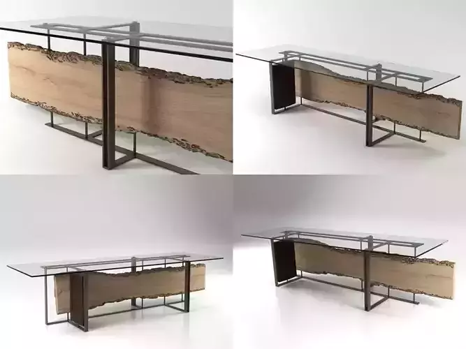 Cornice four different tables with glass tops 3D model