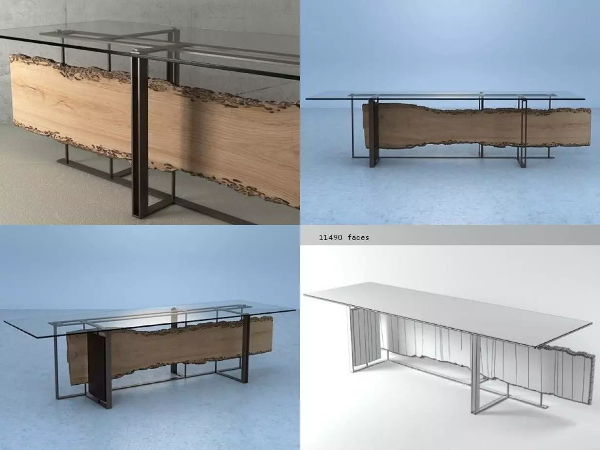Cornice four different tables with glass tops 3D model_2