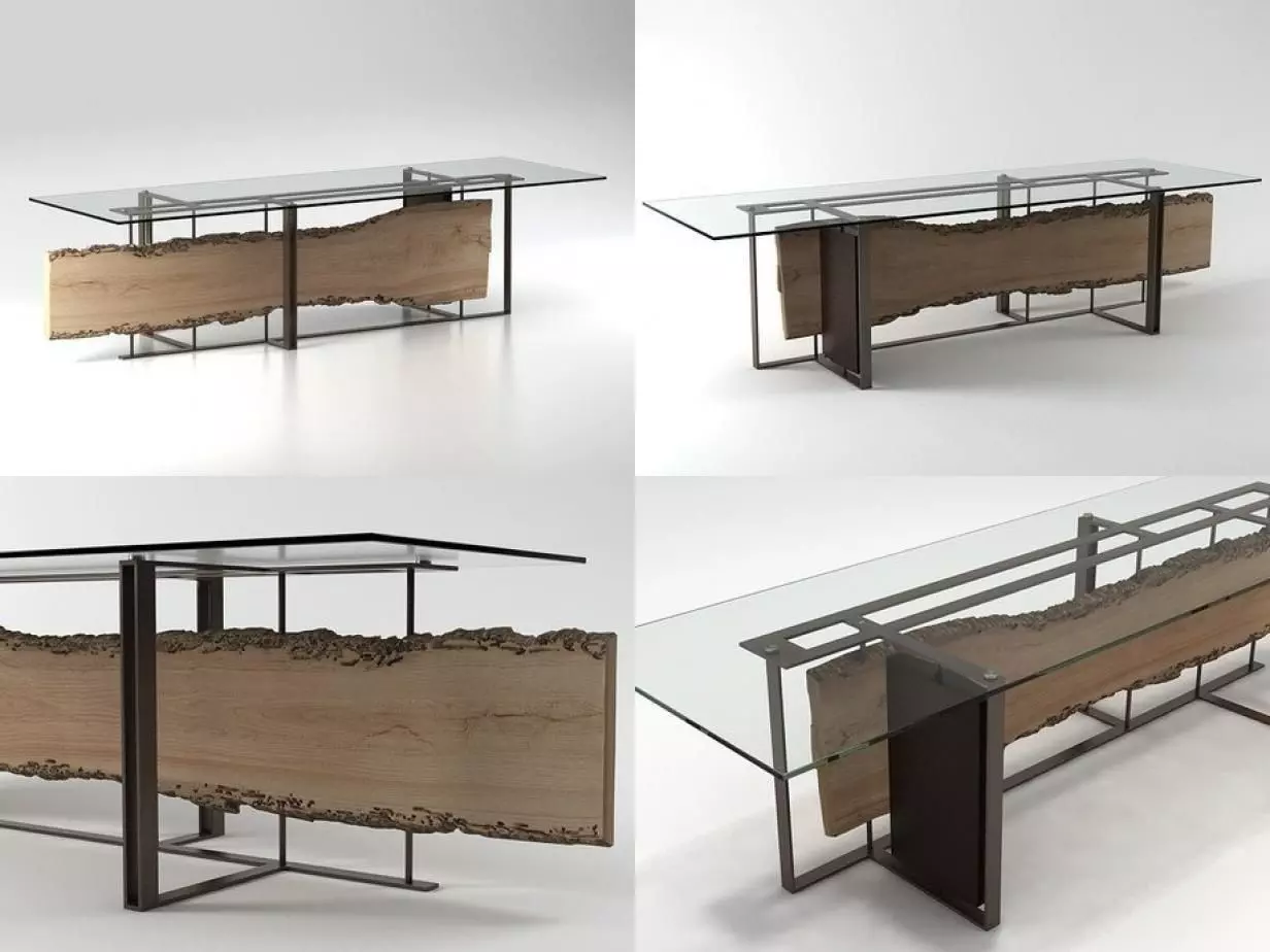 Cornice four different tables with glass tops 3D model_1