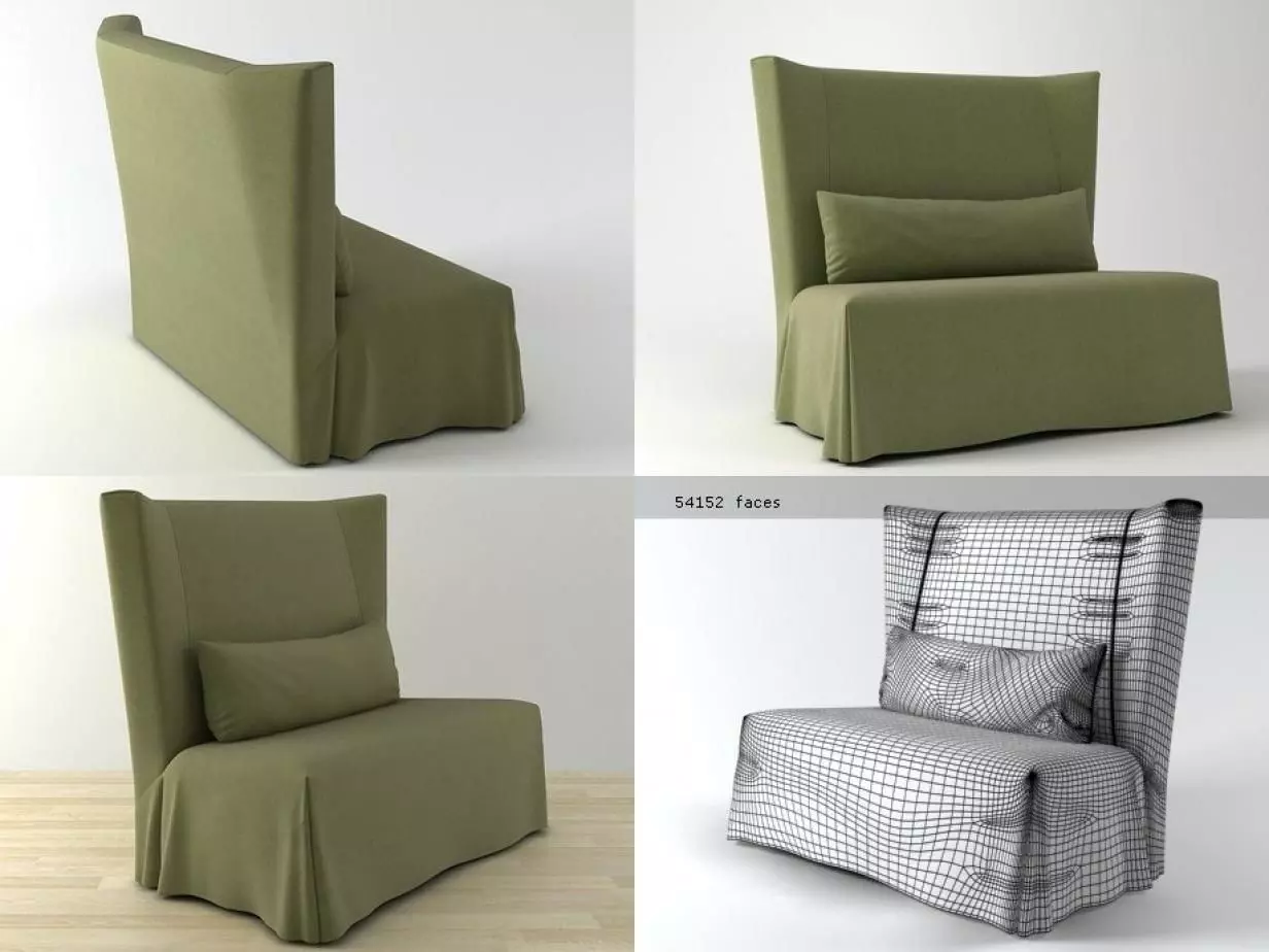 Stewart four different chairs with cushions 3D model_1