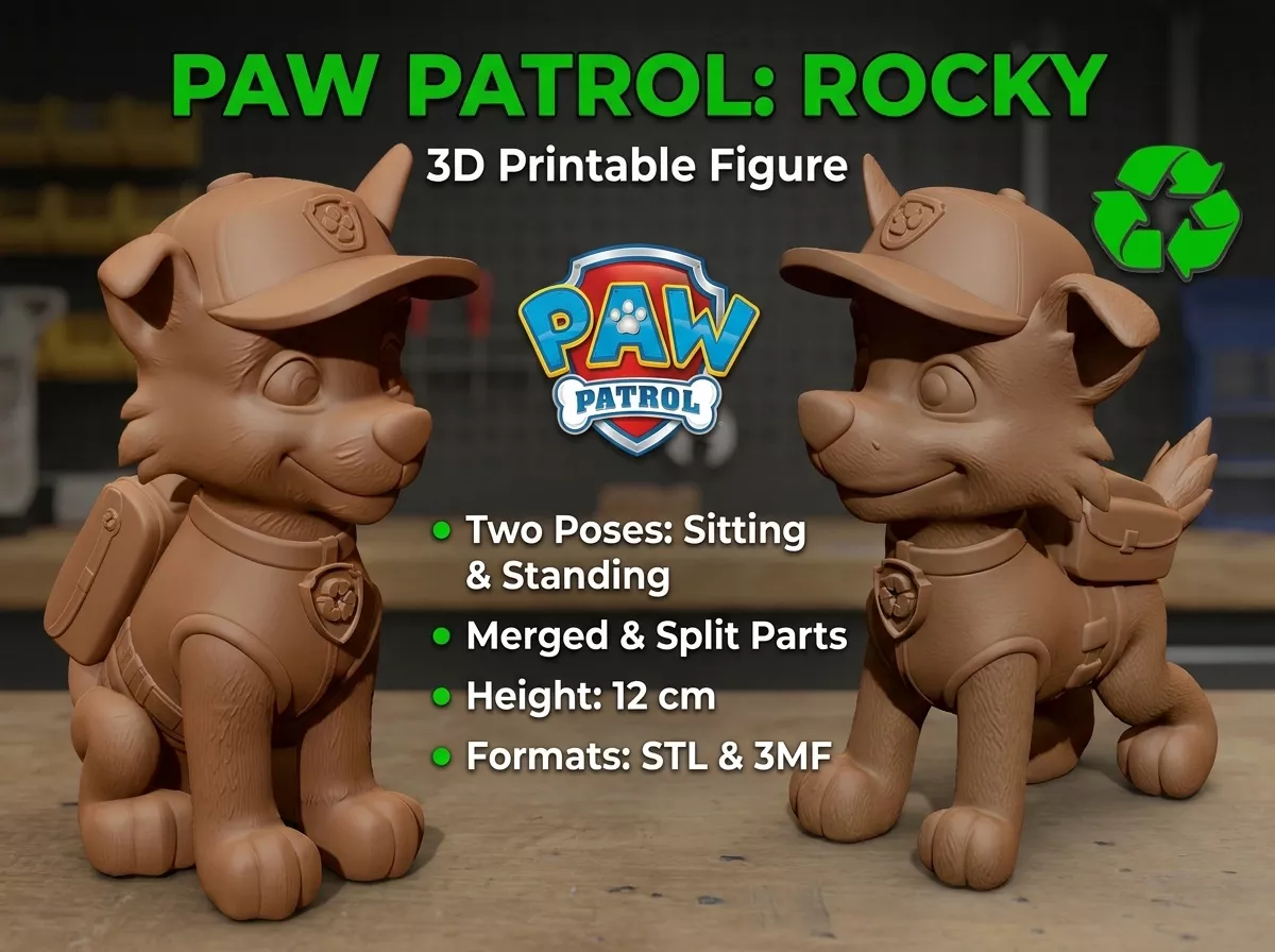 PAW Patrol Rocky 3D Printable Figure 3D print model