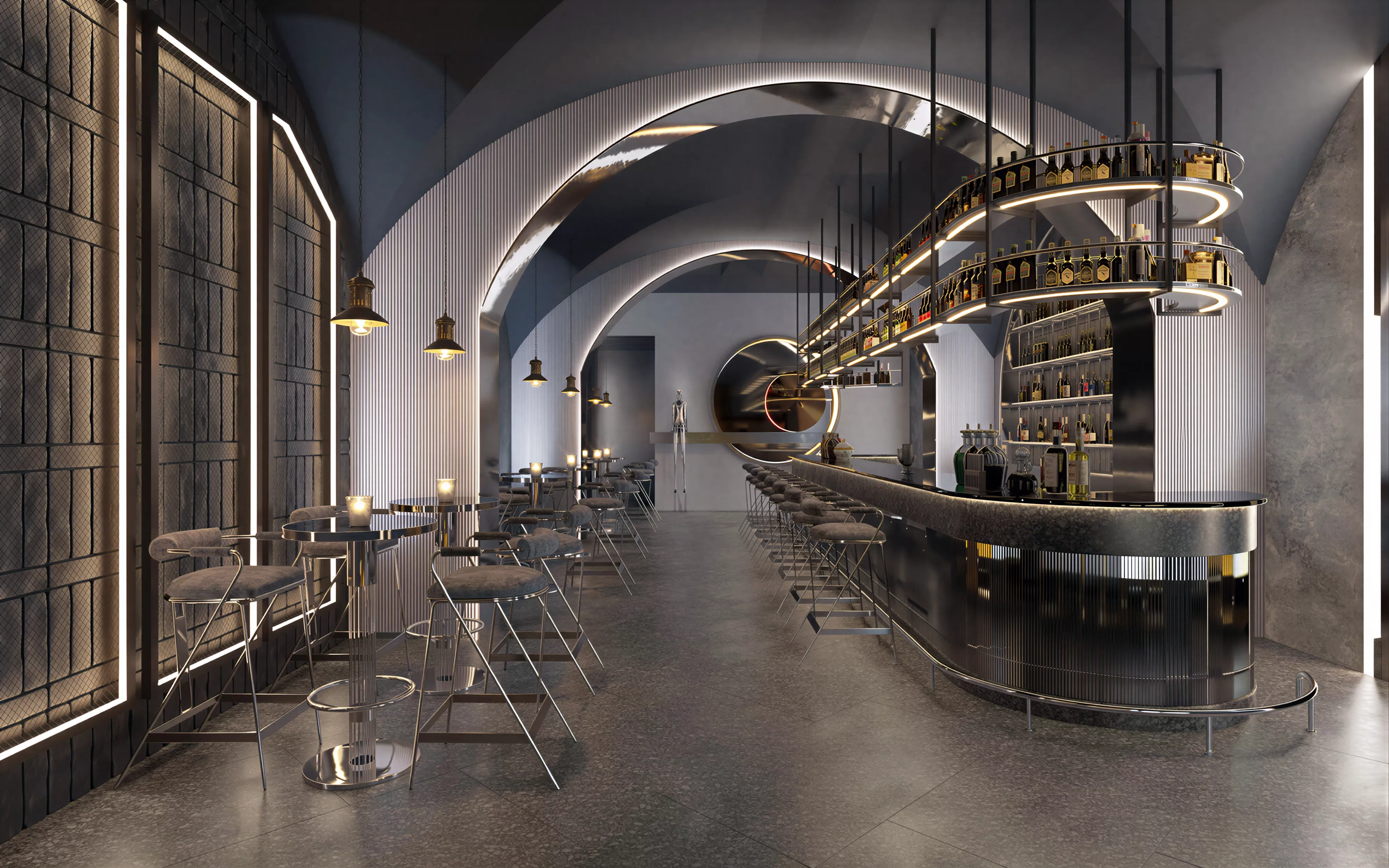 Modern Luxury Arched Bar Counter Interior 3D Model 3D model