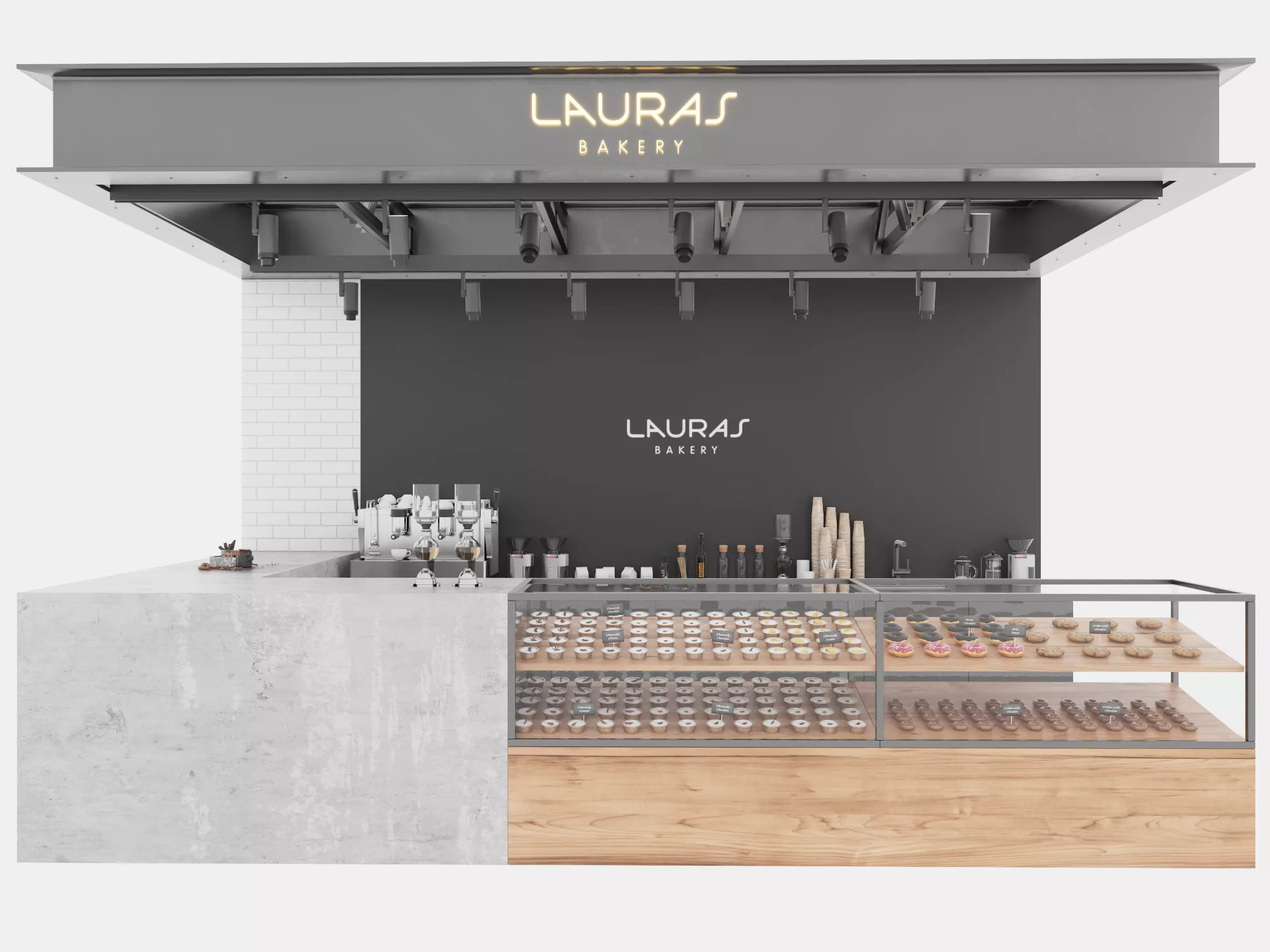 Modern Bakery Counter Interior Low-poly 3D model