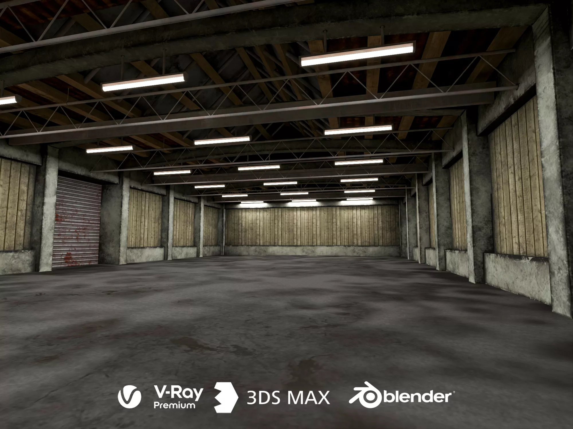 Empty Warehouse Interior Scene 3D model
