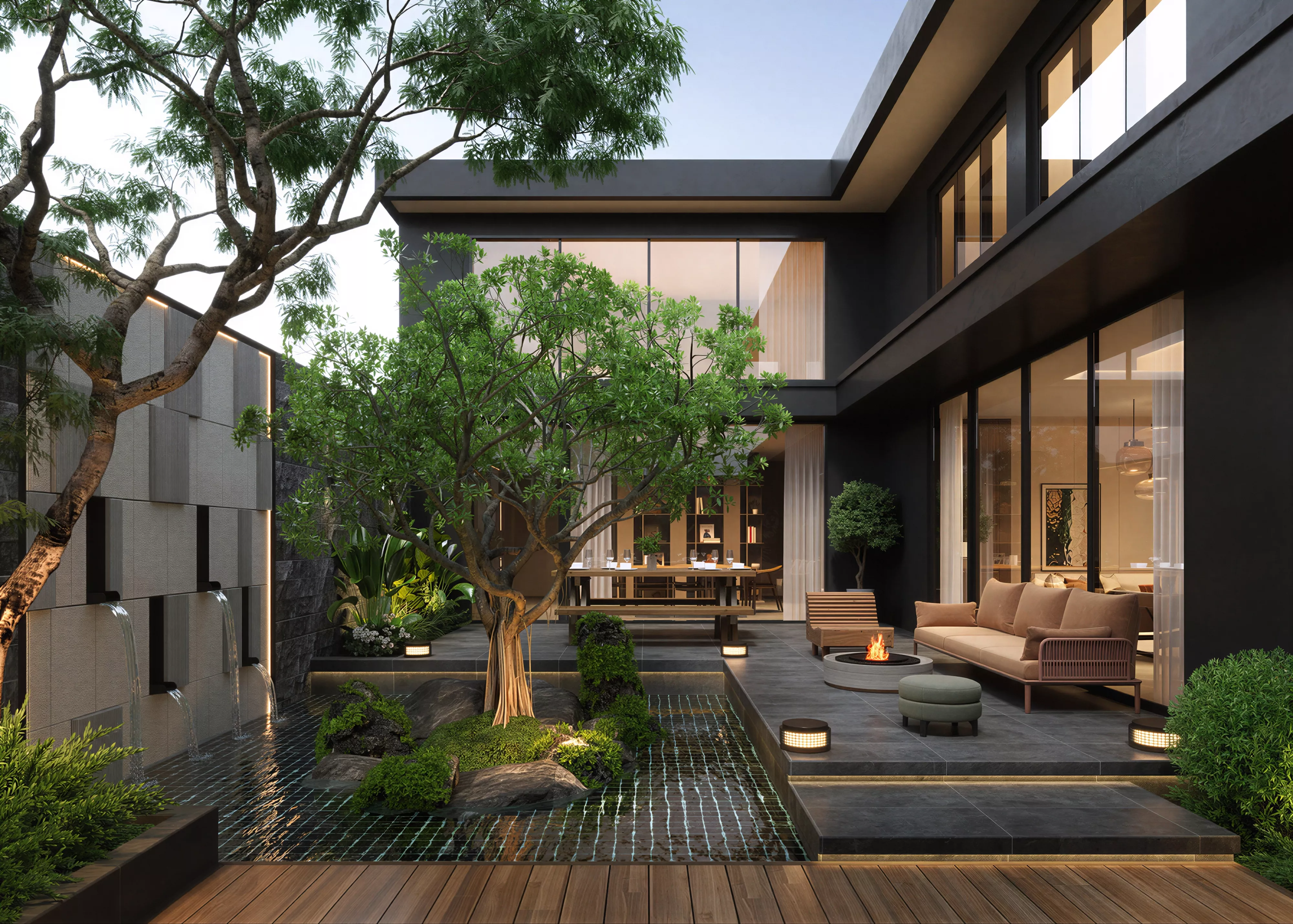 Modern Luxury Garden Courtyard Landscape 3D Model 3D model