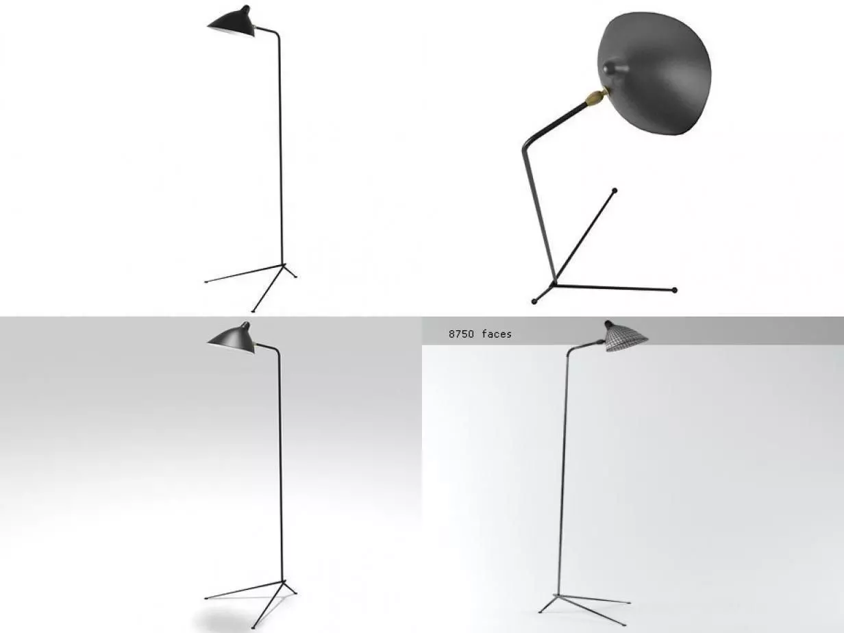Serge Mouille Standing lamp 3D model_0