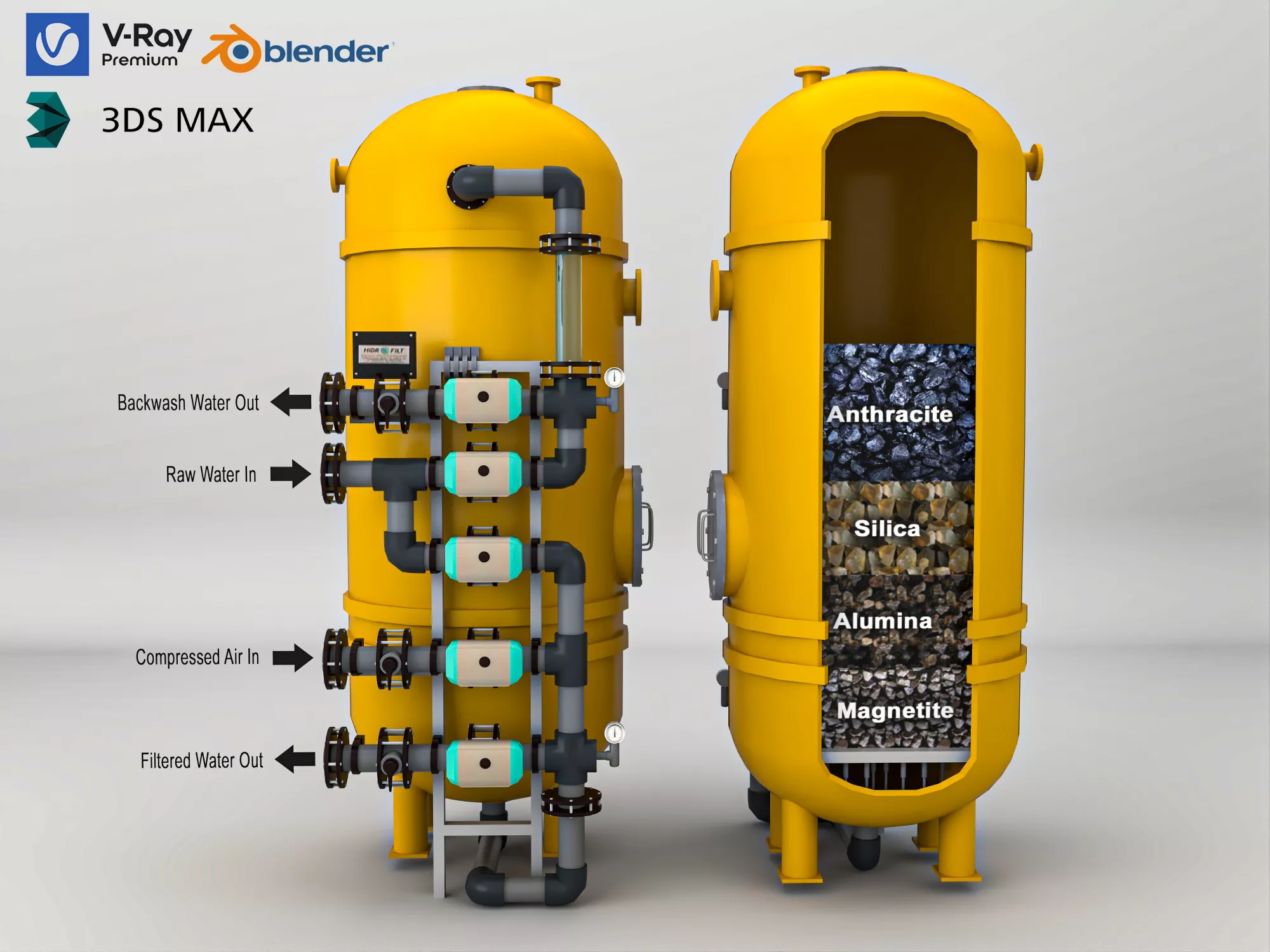 Multimedia Water Filter Vessel 3D model