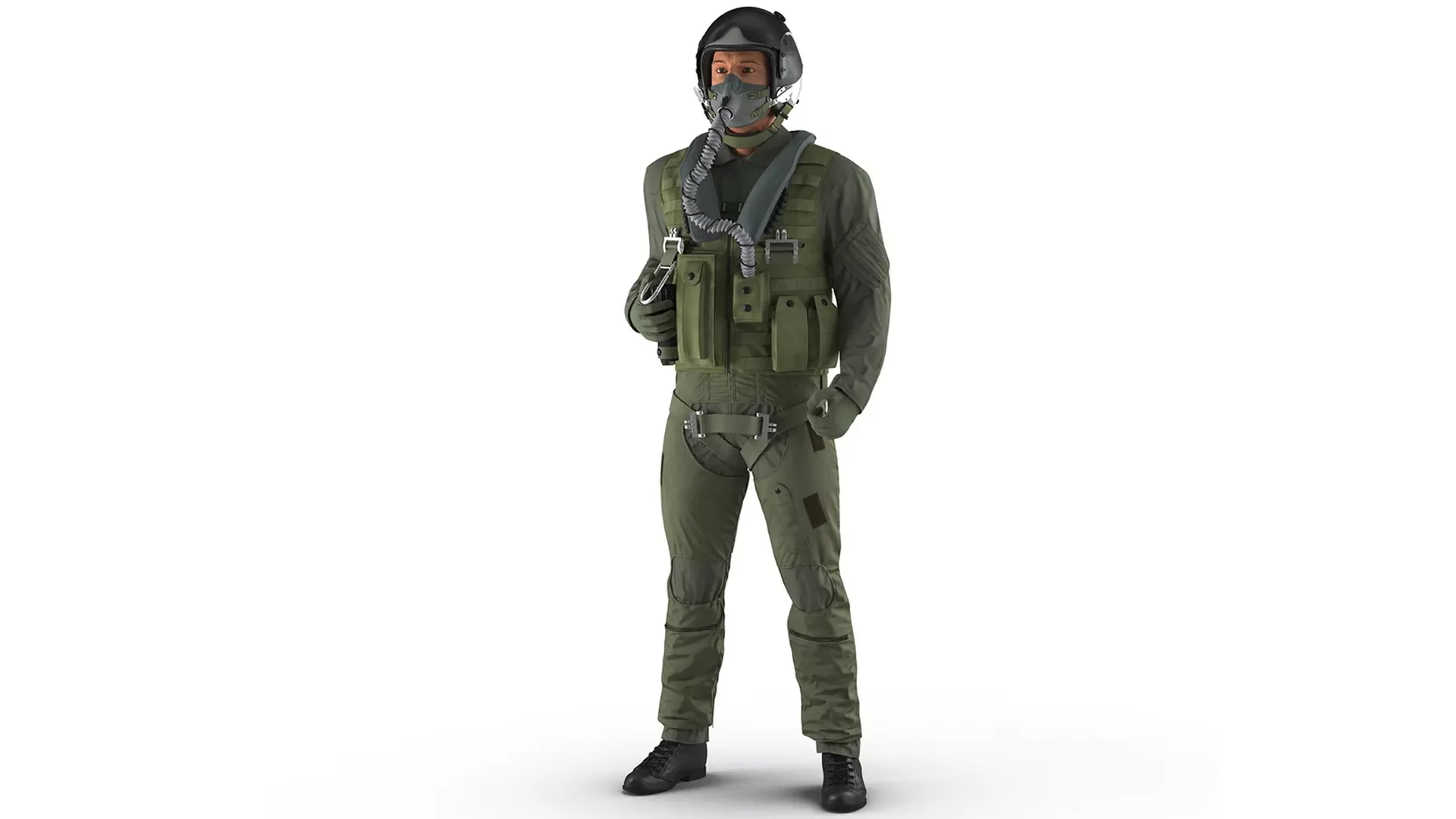 US Military Jet Fighter Pilot Rigged 3D model