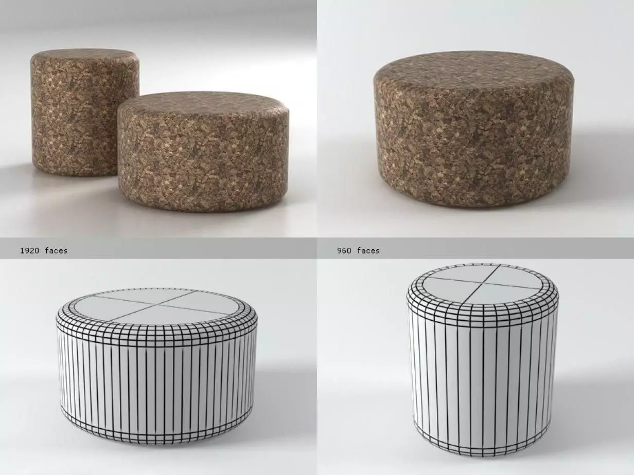 Corks stool made of wood and cork 3D model_0