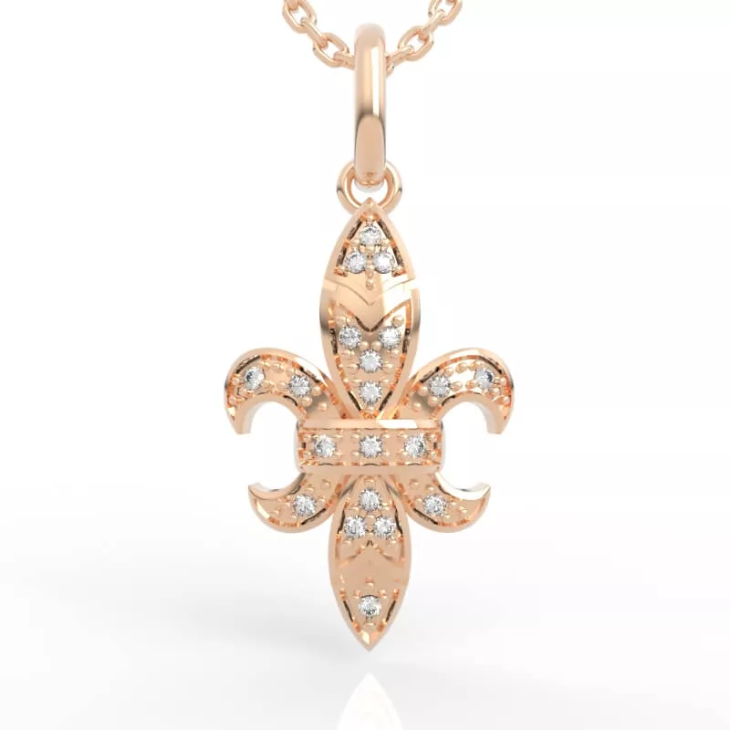 Petite Pave Fleur-de-Lis Pendant CAD 3D print model