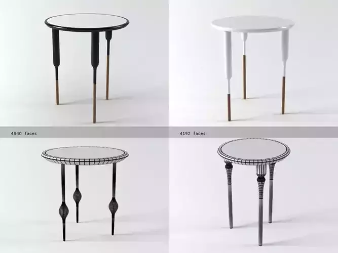 Philippe I four different tables with wooden legs