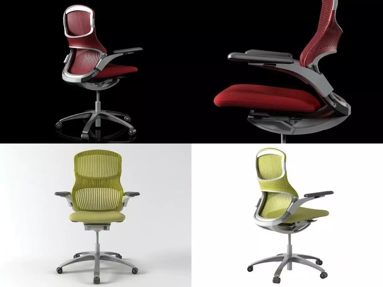 Generation four different office chairs 3D model_3