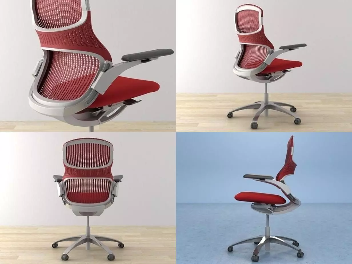 Generation four different office chairs 3D model_2