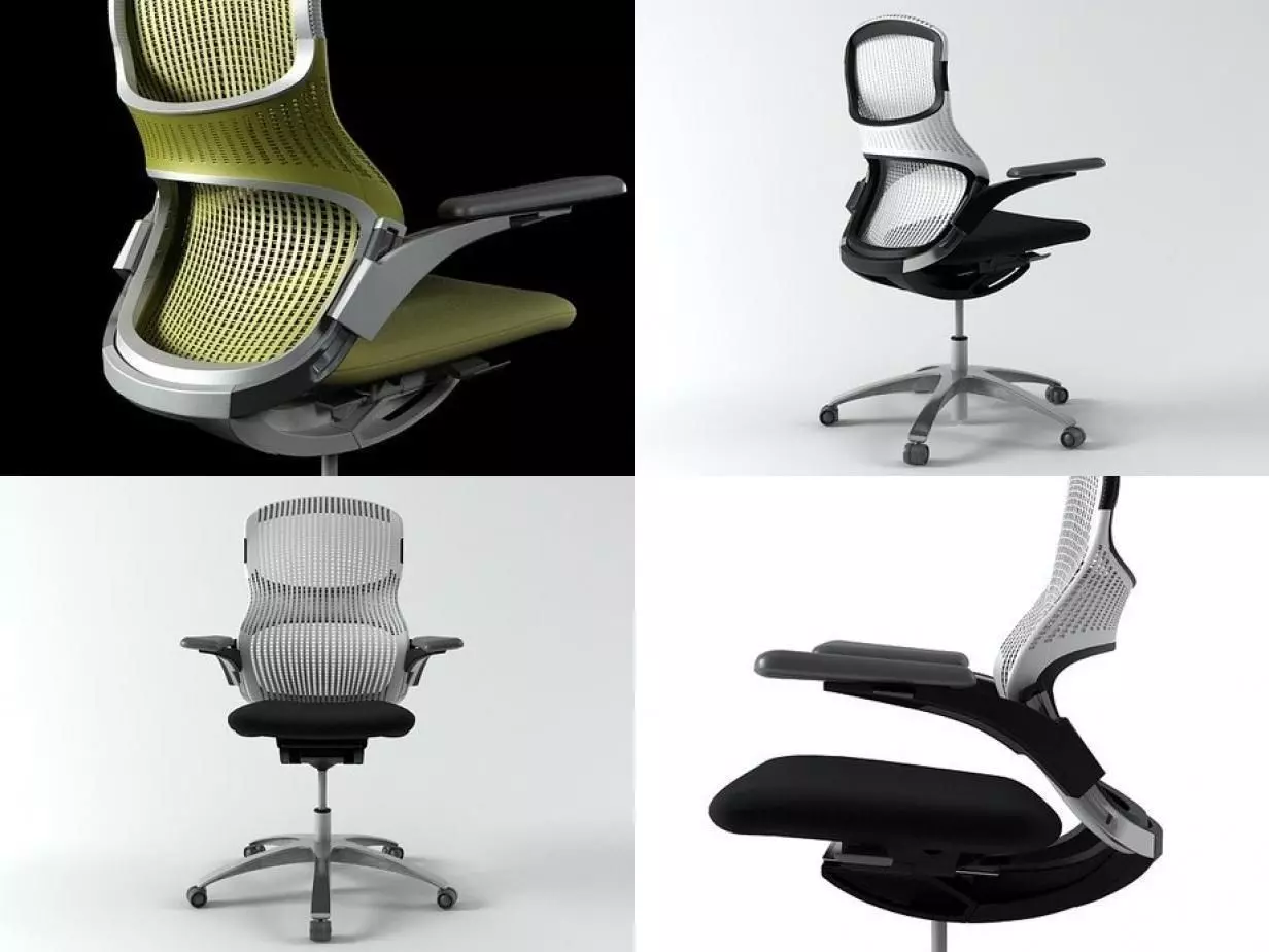 Generation four different office chairs 3D model_6