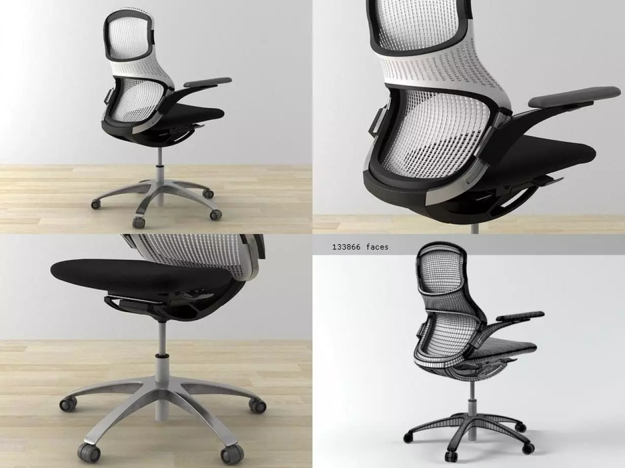 Generation four different office chairs 3D model_7