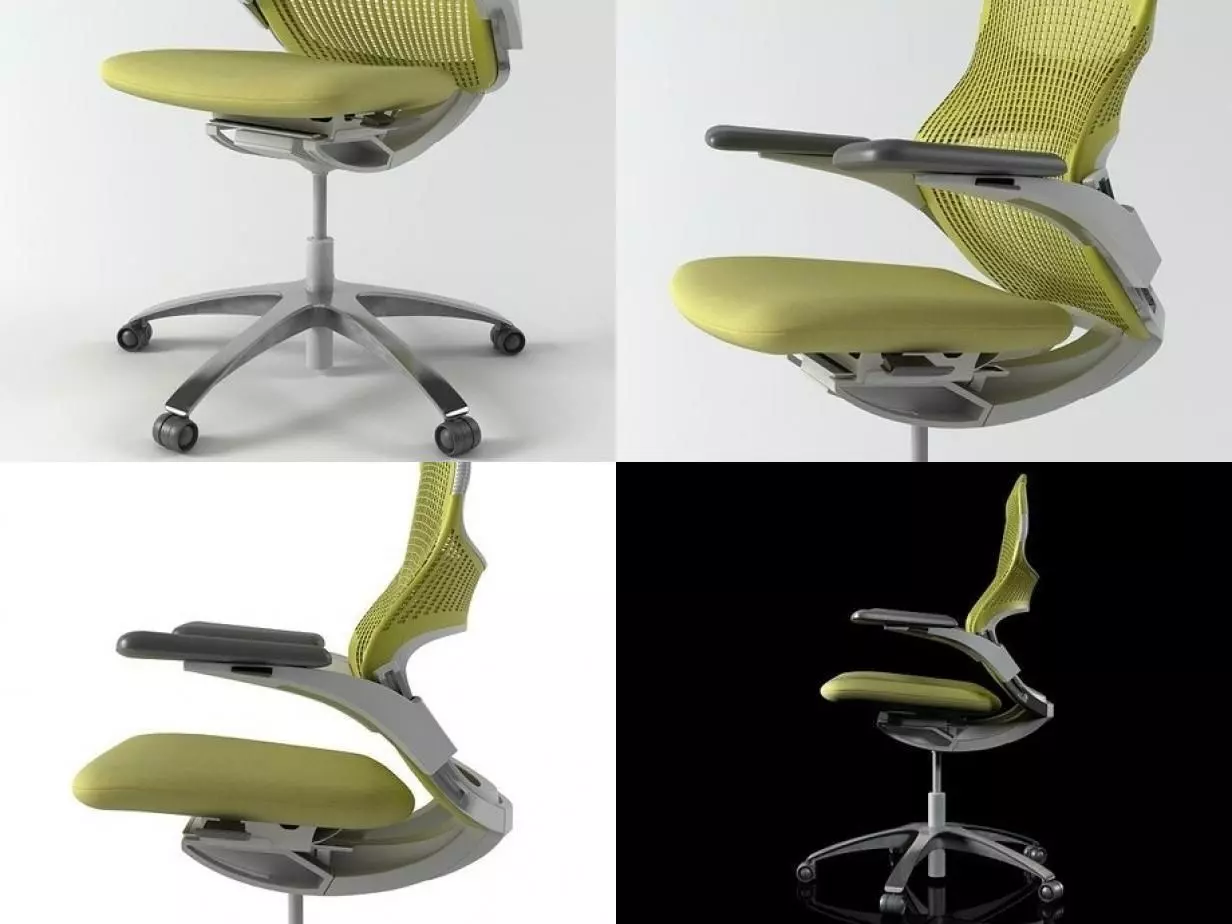 Generation four different office chairs 3D model_5